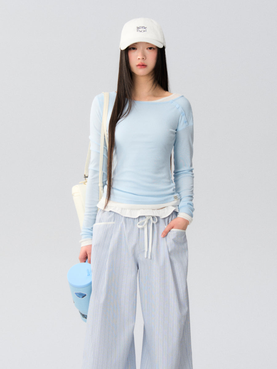 LLDC 'NEAT COLLECTION' T-Shirt & Camisole Two-Piece Set [White]